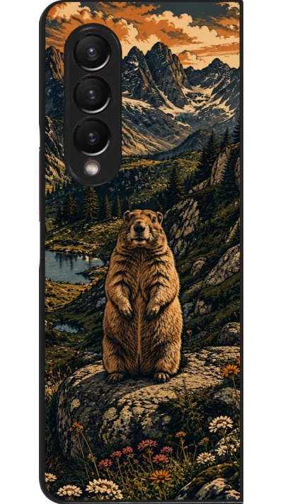 Coque Samsung Galaxy Z Fold4 - Linocut Marmotte