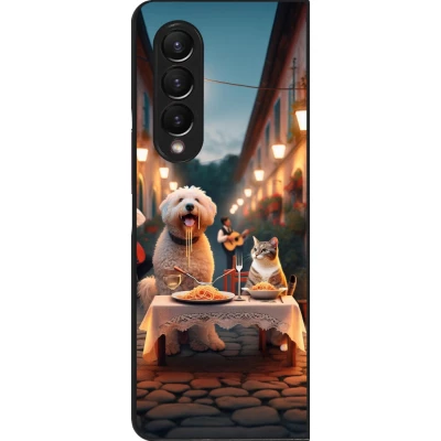 Coque Samsung Galaxy Z Fold4 - Valentine 2024 Dog & Cat Candlelight
