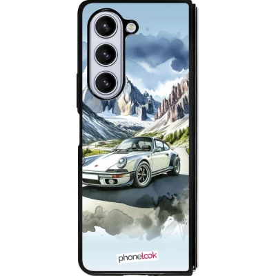 Samsung Galaxy Z Fold5 Case Hülle - Silikon schwarz Porsche 911 Berg Aquarell