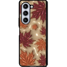 Coque Samsung Galaxy Z Fold5 - Silicone rigide noir Autumn 26 3D leaves