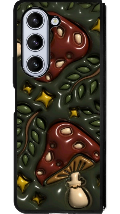 Coque Samsung Galaxy Z Fold5 - Silicone rigide noir Autumn 26 3D mushrooms