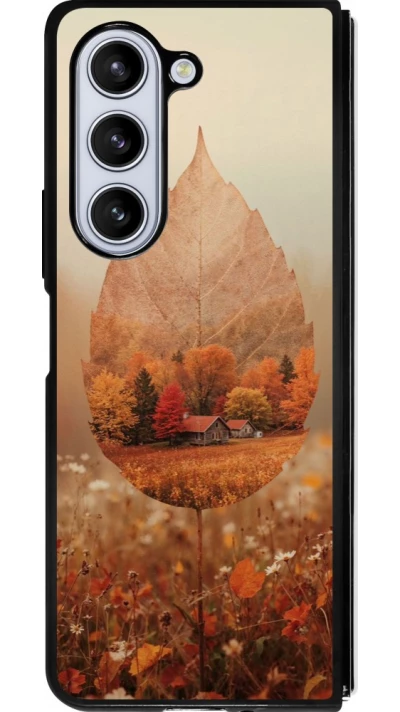 Coque Samsung Galaxy Z Fold5 - Silicone rigide noir Autumn 26 Autumn leaf