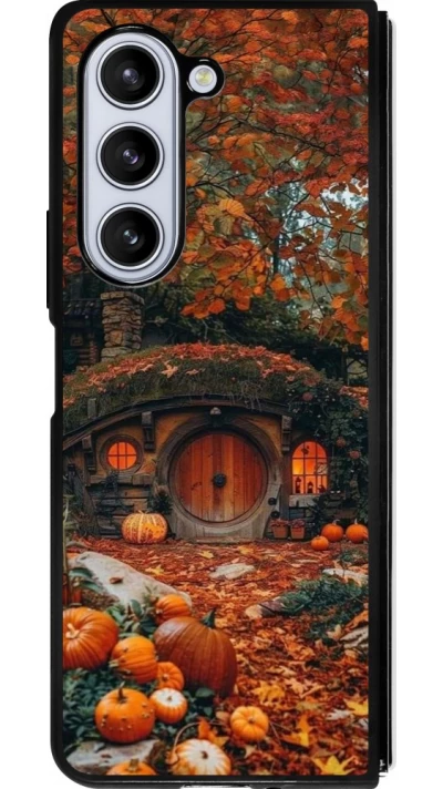 Coque Samsung Galaxy Z Fold5 - Silicone rigide noir Autumn 26 Hobbit house