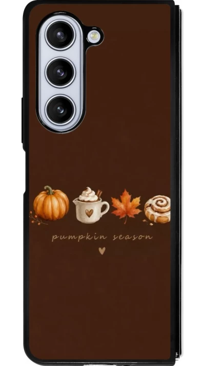 Coque Samsung Galaxy Z Fold5 - Silicone rigide noir Autumn 26 Pumpkin season