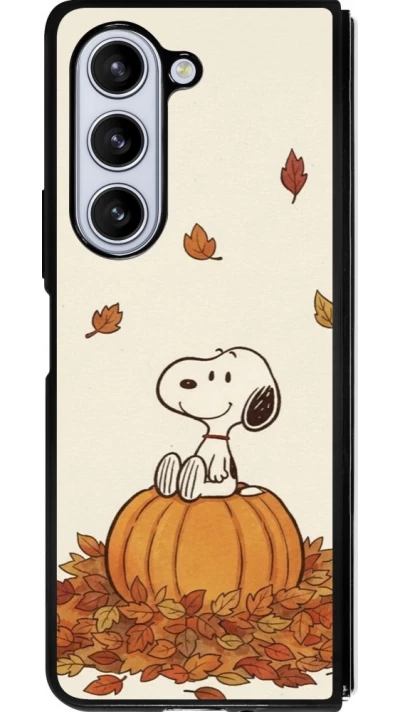 Coque Samsung Galaxy Z Fold5 - Silicone rigide noir Autumn 26 Snoopy autumn