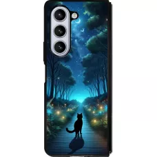 Samsung Galaxy Z Fold5 Case Hülle - Silikon schwarz Schwarze Katze Spaziergang