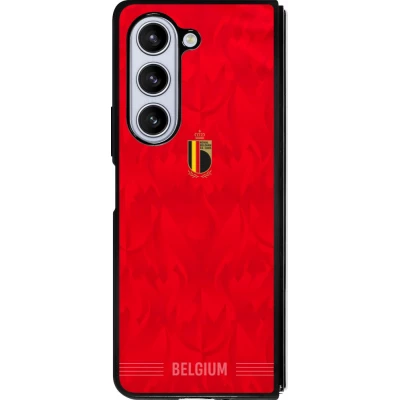 Coque Samsung Galaxy Z Fold5 - Silicone rigide noir Maillot de football Belgique 2026 personnalisable