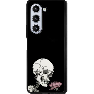Samsung Galaxy Z Fold5 Case Hülle - Silikon schwarz Halloween 2023 rose and skeleton