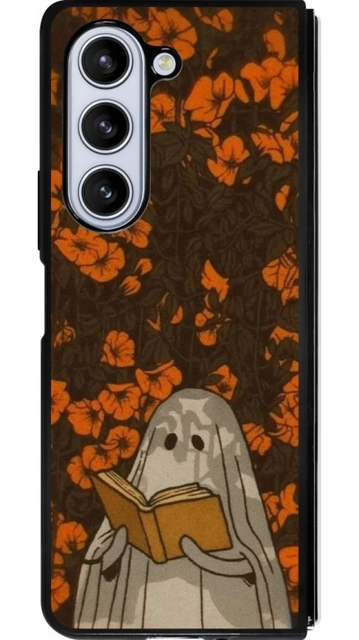 Coque Samsung Galaxy Z Fold5 - Silicone rigide noir Halloween 2026 Ghost reading