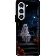 Coque Samsung Galaxy Z Fold5 - Silicone rigide noir Halloween 2026 Ghost on a swing