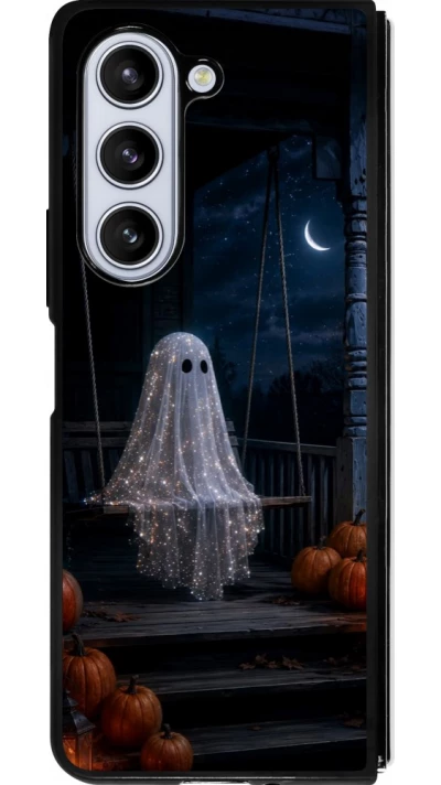 Coque Samsung Galaxy Z Fold5 - Silicone rigide noir Halloween 2026 Ghost on a swing