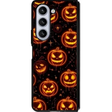 Coque Samsung Galaxy Z Fold5 - Silicone rigide noir Halloween 2026 Pattern Pumpkins