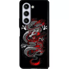 Samsung Galaxy Z Fold5 Case Hülle - Silikon schwarz Japanese style Dragon Tattoo Red Black