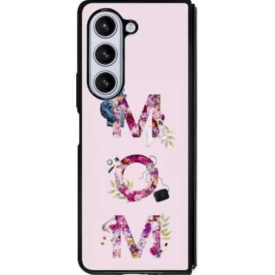 Coque Samsung Galaxy Z Fold5 - Silicone rigide noir Mom 2024 girly mom