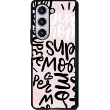 Coque Samsung Galaxy Z Fold5 - Silicone rigide noir Mom 2024 Super mom