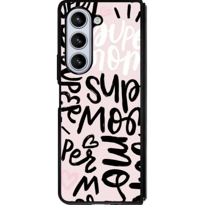 Coque Samsung Galaxy Z Fold5 - Silicone rigide noir Mom 2024 Super mom