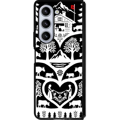 Coque Samsung Galaxy Z Fold5 - Silicone rigide noir Poya Suisse 2 noir