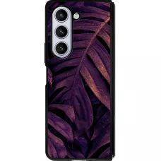 Samsung Galaxy Z Fold5 Case Hülle - Silikon schwarz Purple Light Leaves