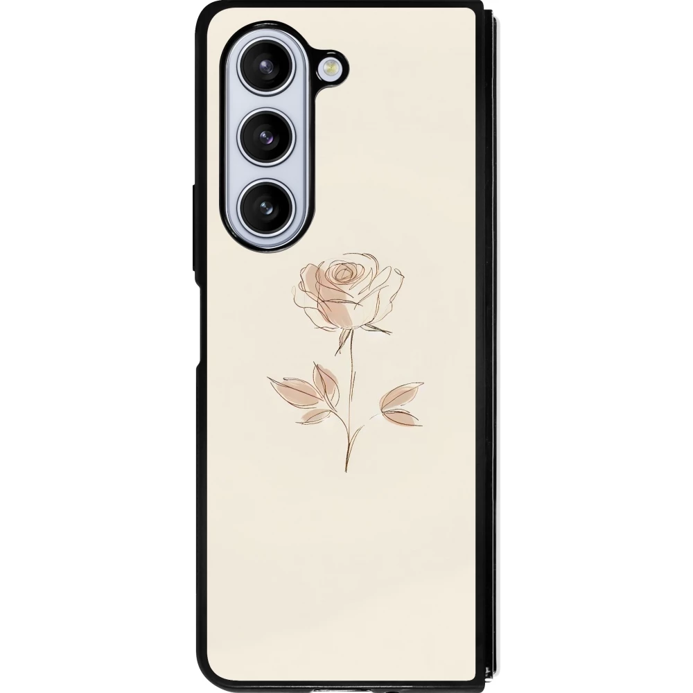 Coque Samsung Galaxy Z Fold5 - Silicone rigide noir Sable Rose Minimaliste