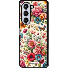 Coque Samsung Galaxy Z Fold5 - Silicone rigide noir Spring 25 printemps fleuri