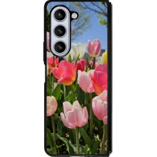 Coque Samsung Galaxy Z Fold5 - Silicone rigide noir Tulips Spring 2026