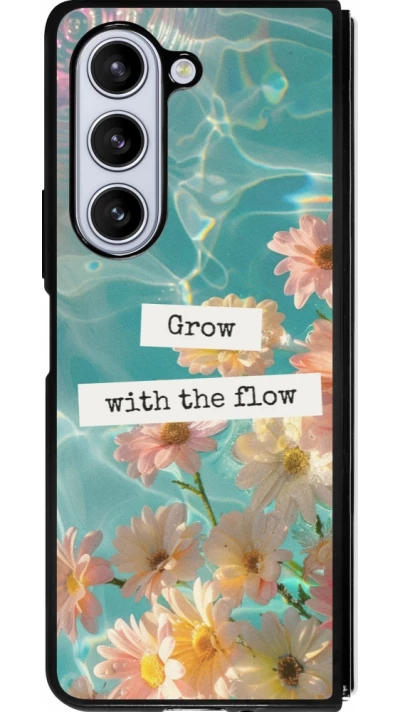 Coque Samsung Galaxy Z Fold5 - Silicone rigide noir Summer 2025 Grow with the flow