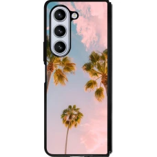 Coque Samsung Galaxy Z Fold5 - Silicone rigide noir Summer 2025 Palmiers