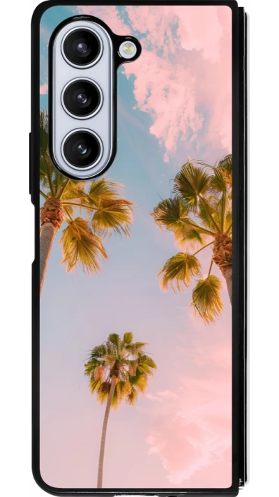 Coque Samsung Galaxy Z Fold5 - Silicone rigide noir Summer 2025 Palmiers