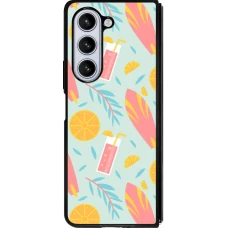 Coque Samsung Galaxy Z Fold5 - Silicone rigide noir Summer 2025 Pattern citron