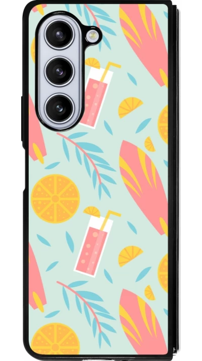Coque Samsung Galaxy Z Fold5 - Silicone rigide noir Summer 2025 Pattern citron