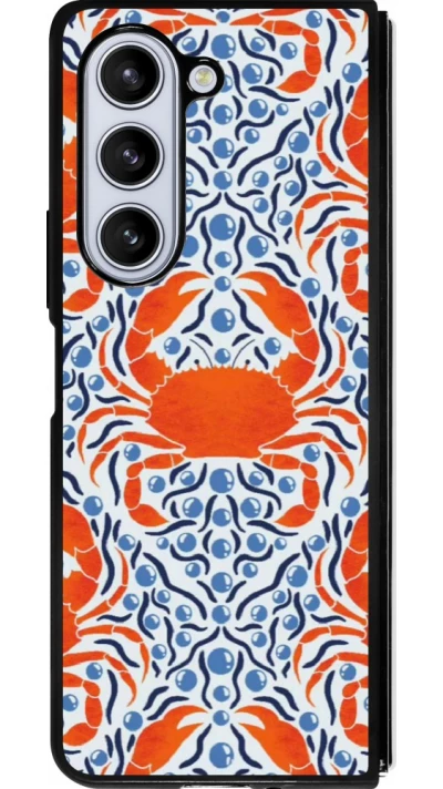 Coque Samsung Galaxy Z Fold5 - Silicone rigide noir Crabs and pearls Summer 2026