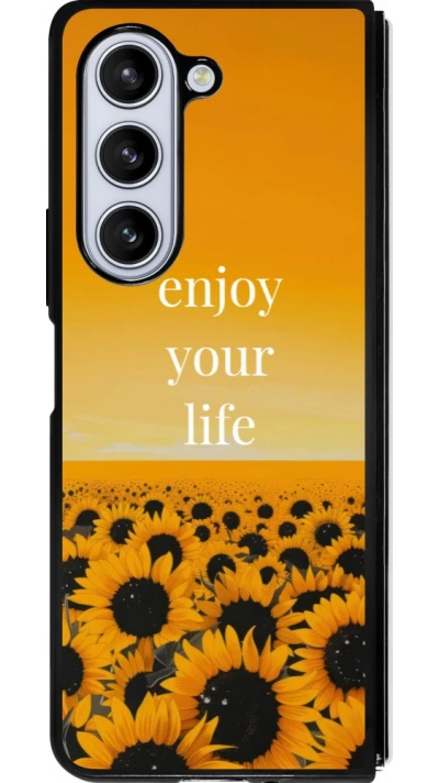Coque Samsung Galaxy Z Fold5 - Silicone rigide noir Summer 2026 Enjoy your life