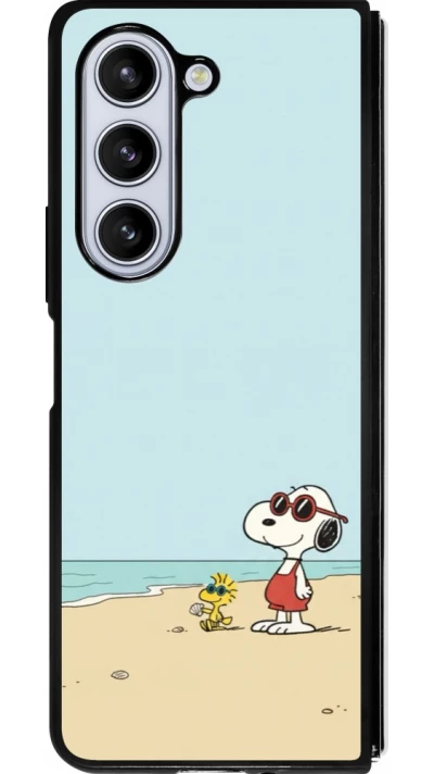 Coque Samsung Galaxy Z Fold5 - Silicone rigide noir Snoopy on the beach Summer 2026