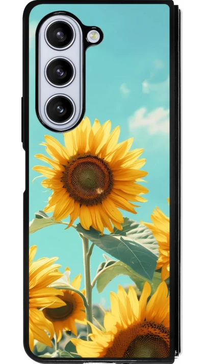 Coque Samsung Galaxy Z Fold5 - Silicone rigide noir Sunflowers Summer 2026