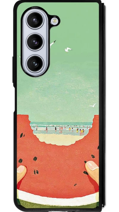 Coque Samsung Galaxy Z Fold5 - Silicone rigide noir Views through a watermelon Summer 2026