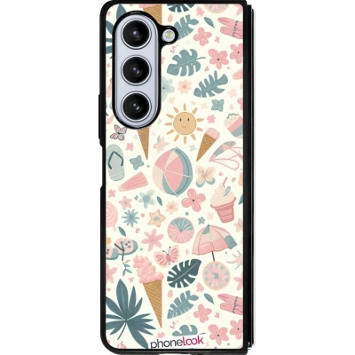 Samsung Galaxy Z Fold5 Case Hülle - Silikon schwarz Sommer Pink Muster