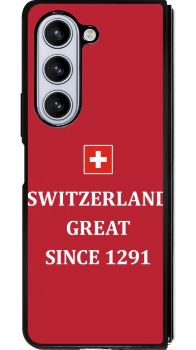 Coque Samsung Galaxy Z Fold5 - Silicone rigide noir Switzerland Great Since 1291