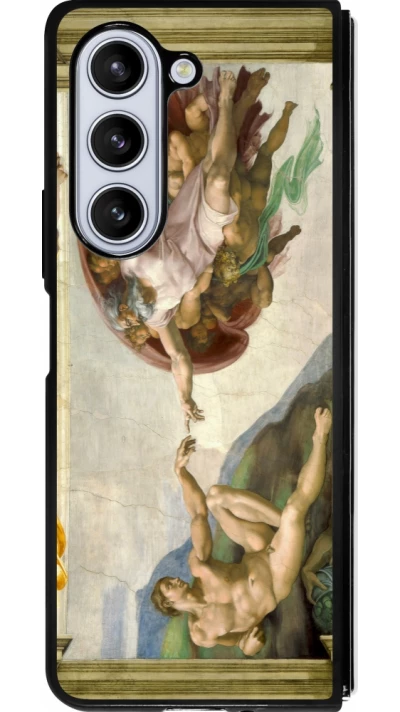 Coque Samsung Galaxy Z Fold5 - Silicone rigide noir Tableau art - La Création d’Adam - Michel-Ange