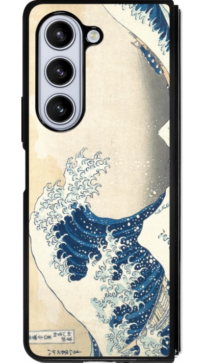 Coque Samsung Galaxy Z Fold5 - Silicone rigide noir Tableau art - La Grande Vague de Kanagawa - Hokusai