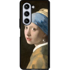 Coque Samsung Galaxy Z Fold5 - Silicone rigide noir Tableau art - La Jeune fille à la perle - Johannes Vermeer