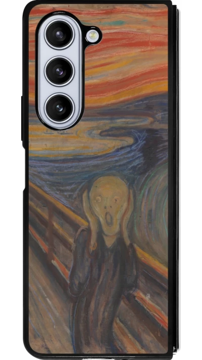 Coque Samsung Galaxy Z Fold5 - Silicone rigide noir Tableau art - Le Cri - Edvard Munch