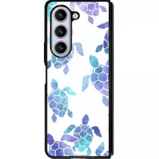 Samsung Galaxy Z Fold5 Case Hülle - Silikon schwarz Turtles pattern watercolor