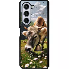 Coque Samsung Galaxy Z Fold5 - Silicone rigide noir Vache montagne Valais