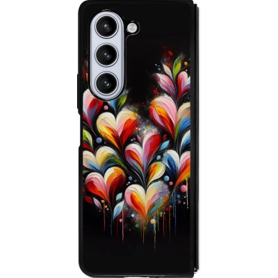 Samsung Galaxy Z Fold5 Case Hülle - Silikon schwarz Valentin 2024 Schwarzes Herz Abstrakt