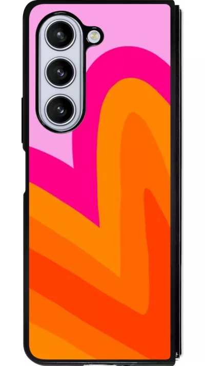 Coque Samsung Galaxy Z Fold5 - Silicone rigide noir Valentine 2024 heart gradient