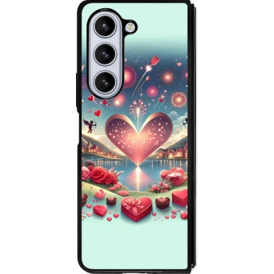 Coque Samsung Galaxy Z Fold5 - Silicone rigide noir Valentine 2025 Chic
