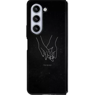 Coque Samsung Galaxy Z Fold5 - Silicone rigide noir Valentine 2023 hands forever