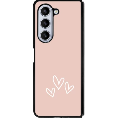 Coque Samsung Galaxy Z Fold5 - Silicone rigide noir Valentine 2023 three minimalist hearts