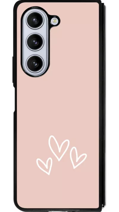 Coque Samsung Galaxy Z Fold5 - Silicone rigide noir Valentine 2023 three minimalist hearts