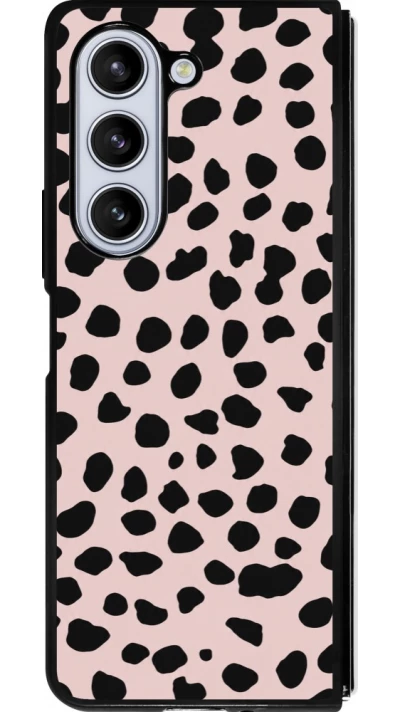 Coque Samsung Galaxy Z Fold5 - Silicone rigide noir Wild Leopard Pink